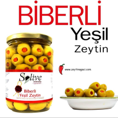 Biberli Yeşil Zeytin 1Kg