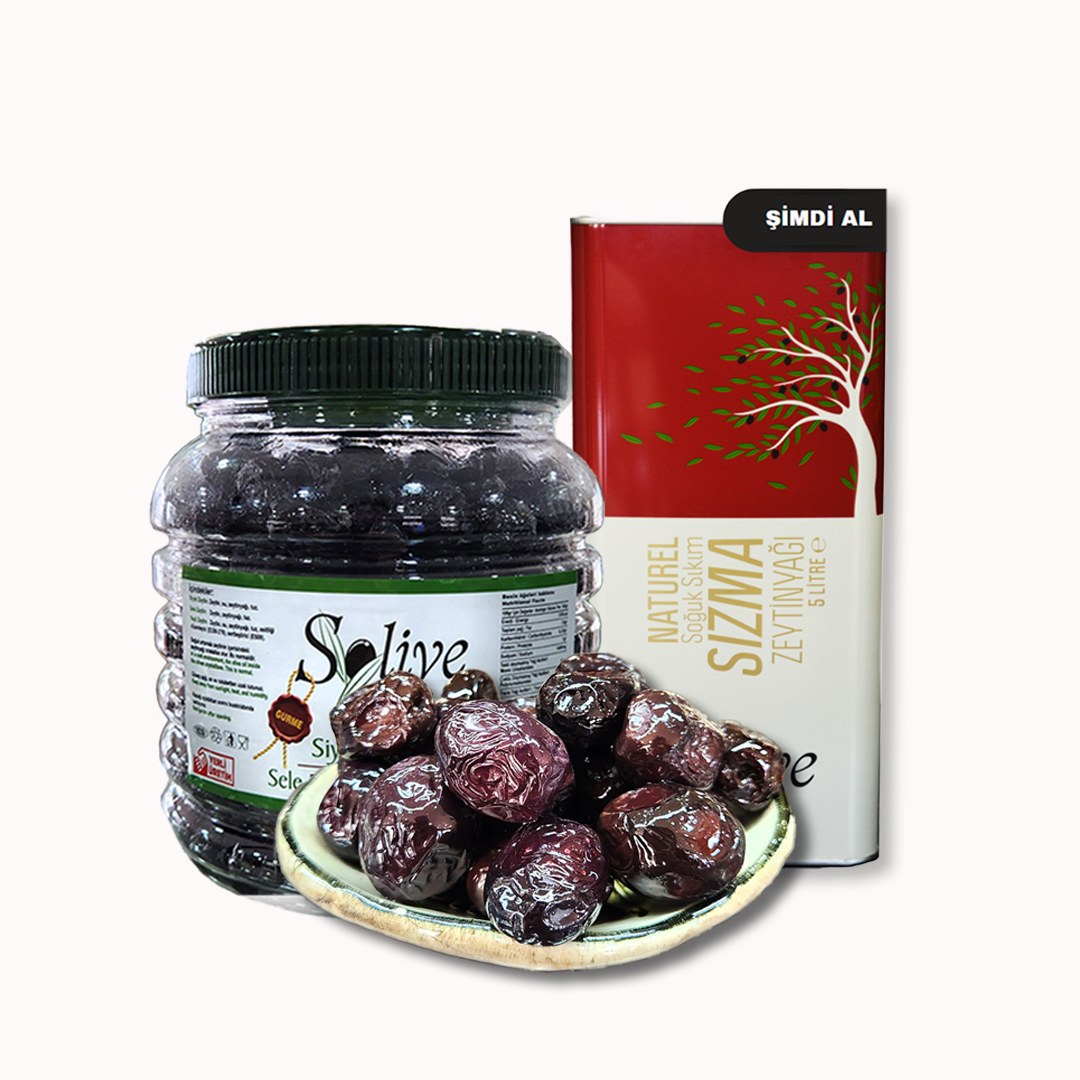 Ramazan Kampanyasi - Soğuk Sıkım Sızma Zeytinyağı 5LT ve Mutlu Kumla İri Salamura