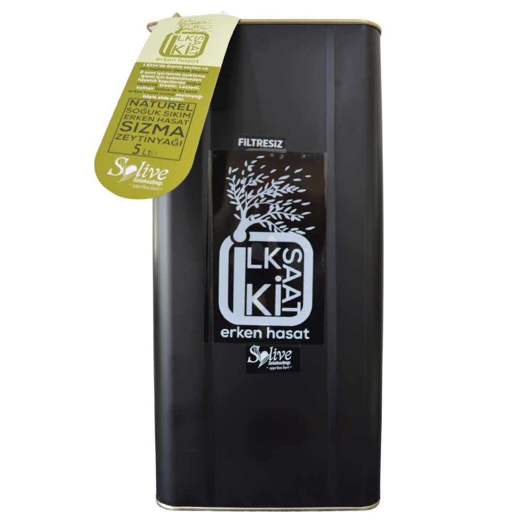 İlk 2 Saat Solive Soğuk Sıkım Erken Hasat Zeytinyağı 5 Litre Filtresiz