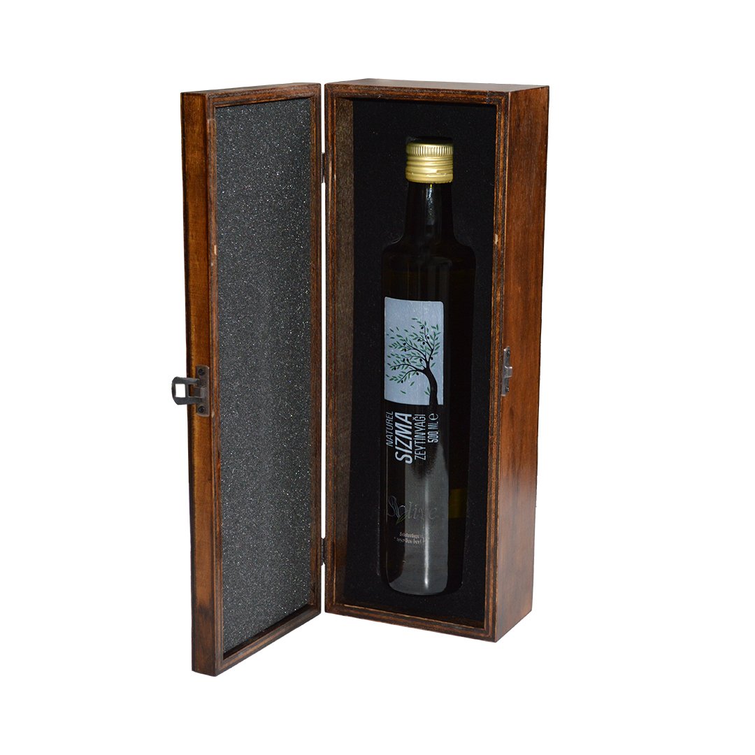 Ahşap Hediyelik Kutu 500 Ml Sizma Zeytinyaği