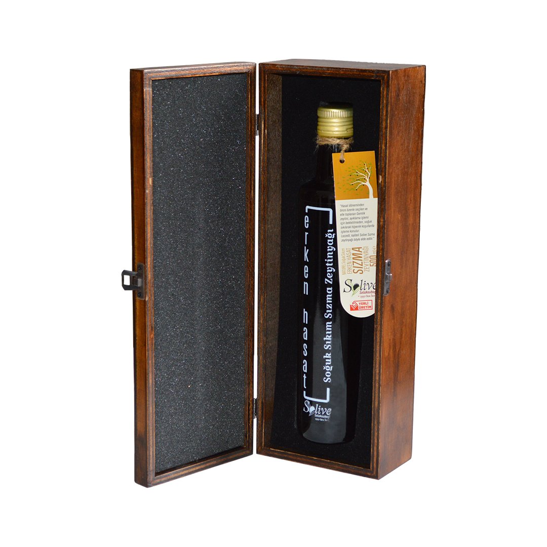 AHŞAP HEDİYELİK KUTU 500 ML ERKEN HASAT ZEYTİNYAĞI