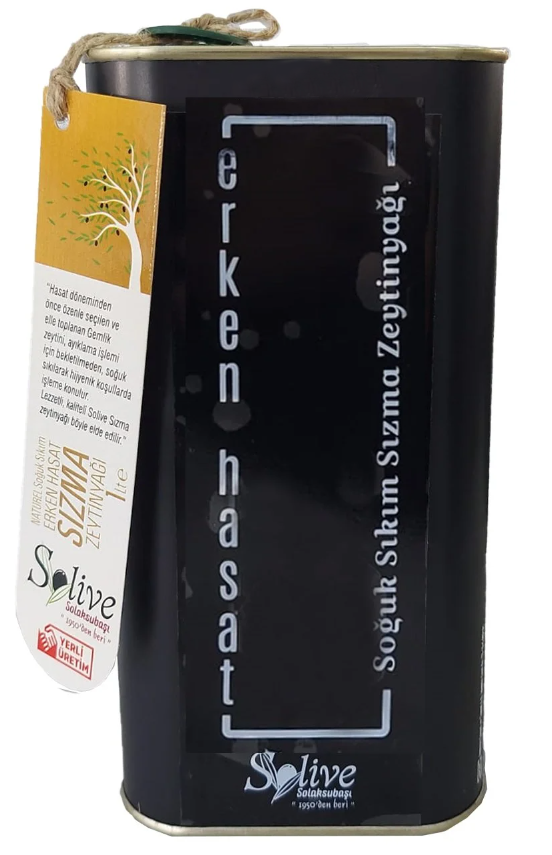 Erken Hasat Solive Soğuk Sıkım Sızma Zeytinyağı 1 Litre Teneke
