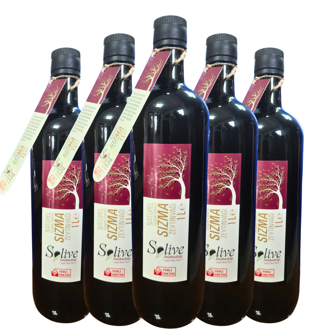 Beşli Solive Soğuk Sıkım Sızma Zeytinyağı 1LT Bottolio